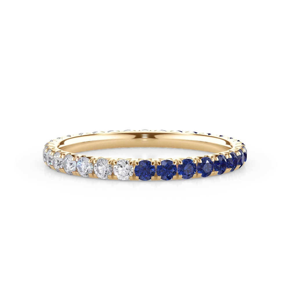 360 degree view of Dual Harmony Lab Sapphire and Lab Diamond Eternity Band