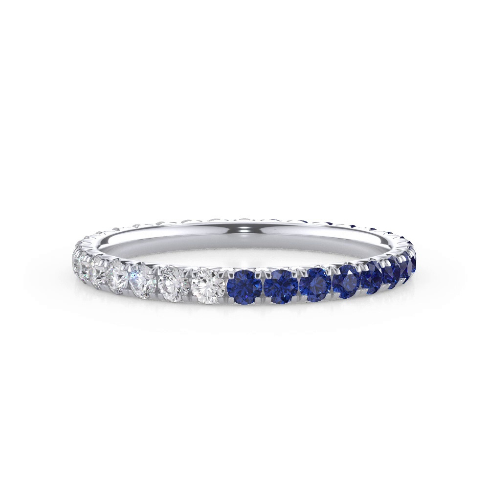 360 degree view of Dual Harmony Lab Sapphire and Lab Diamond Eternity Band
