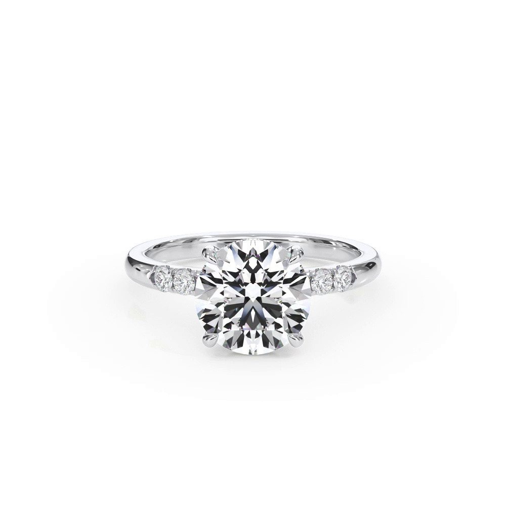 360 degree view of Bellora Trio Pavé Hidden Halo Lab Engagement Ring (2mm)