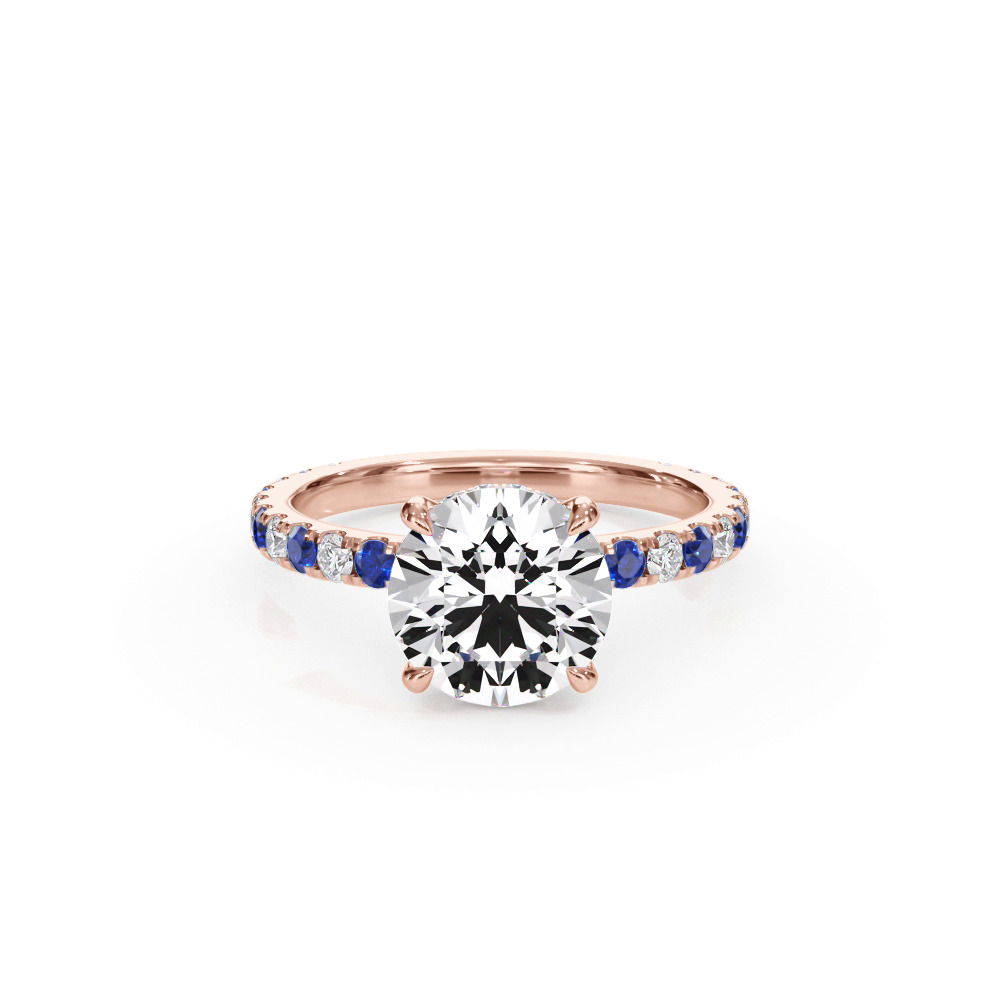 360 degree view of Bellora Lab Sapphire & Diamond Hidden Halo Engagement Ring (2mm)