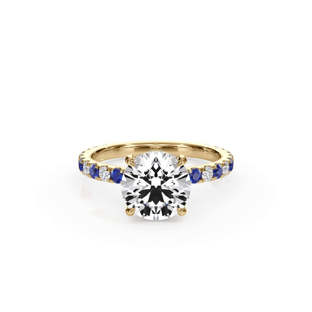 360 degree view of Bellora Lab Sapphire & Diamond Hidden Halo Engagement Ring (2mm)