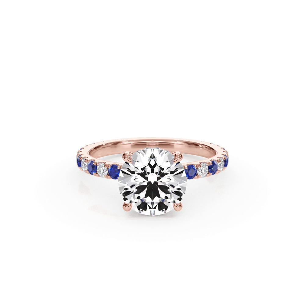 360 degree view of Bellora Lab Sapphire & Diamond Hidden Halo Engagement Ring (2mm)