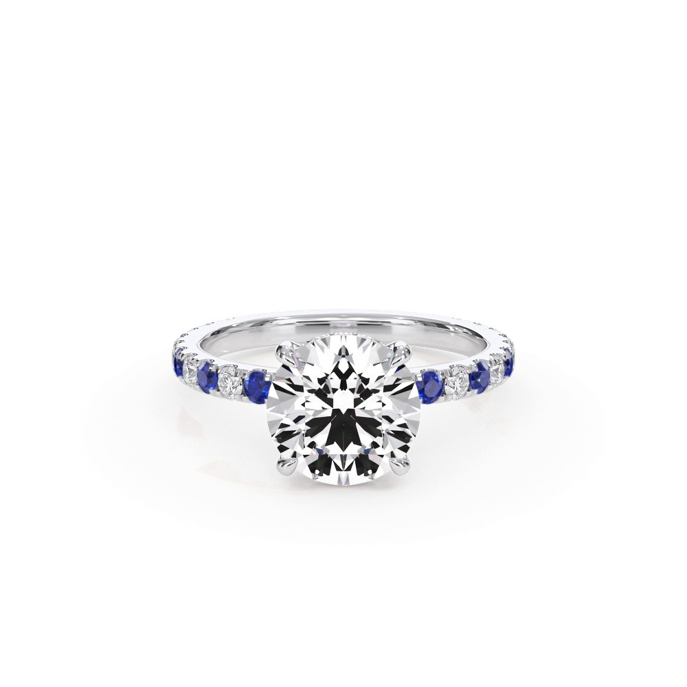 360 degree view of Bellora Lab Sapphire & Diamond Hidden Halo Engagement Ring (2mm)