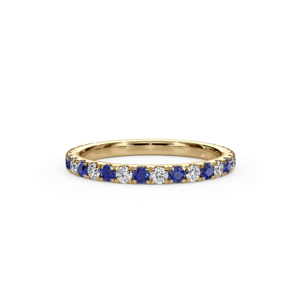 360 degree view of Bellora Sapphire & Diamond Pavé Band (2mm)