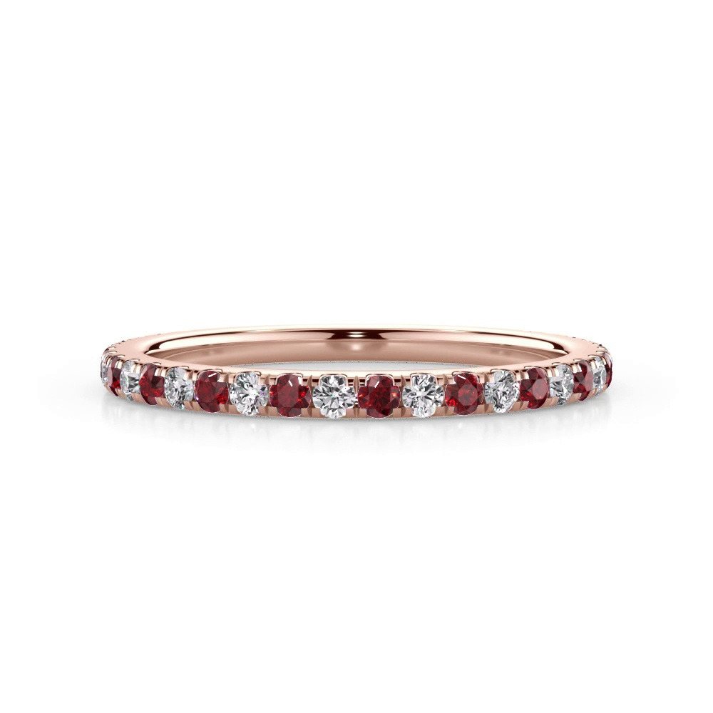 360 degree view of Bellora Lab Ruby & Diamond Pavé Band (1.6mm)