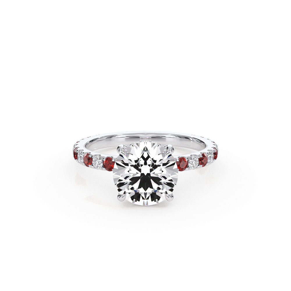 360 degree view of Bellora Lab Ruby & Diamond Hidden Halo Engagement Ring (2mm)