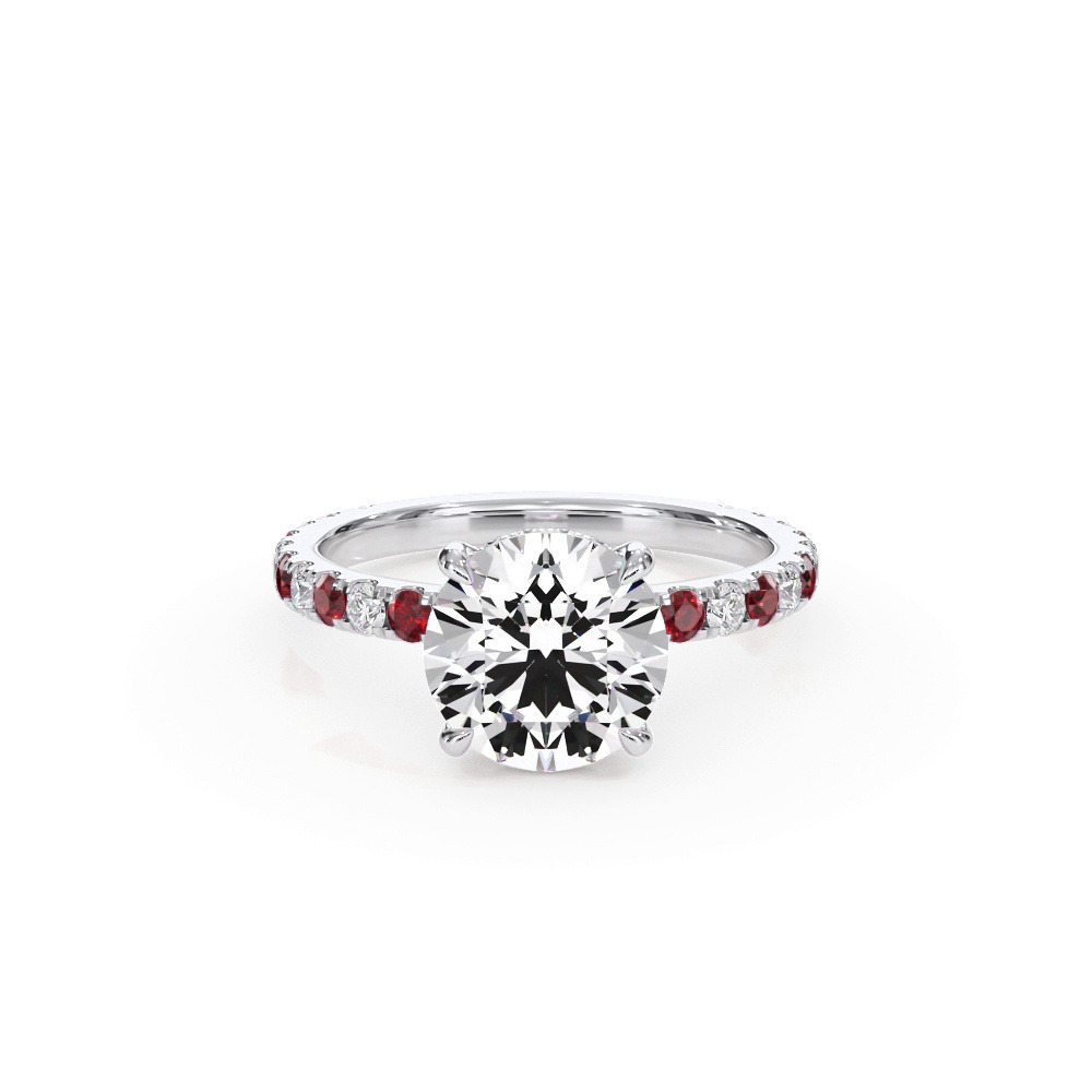 360 degree view of Bellora Lab Ruby & Diamond Hidden Halo Engagement Ring (2mm)