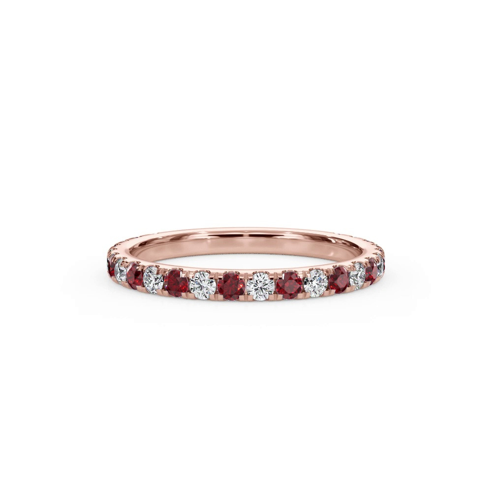 360 degree view of Bellora Lab Ruby & Diamond Pavé Band (2mm)