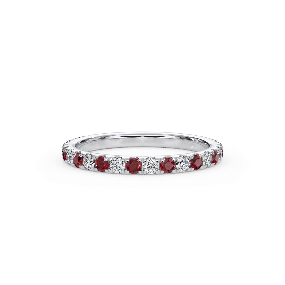 360 degree view of Bellora Lab Ruby & Diamond Pavé Band (2mm)
