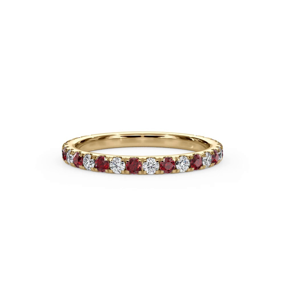 360 degree view of Bellora Lab Ruby & Diamond Pavé Band (2mm)