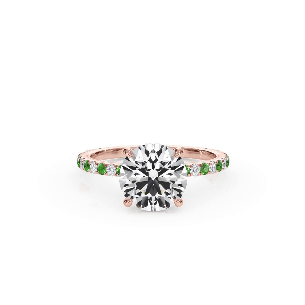 360 degree view of Bellora Lab Tsavorite & Diamond Hidden Halo Engagement Ring (1.6mm)