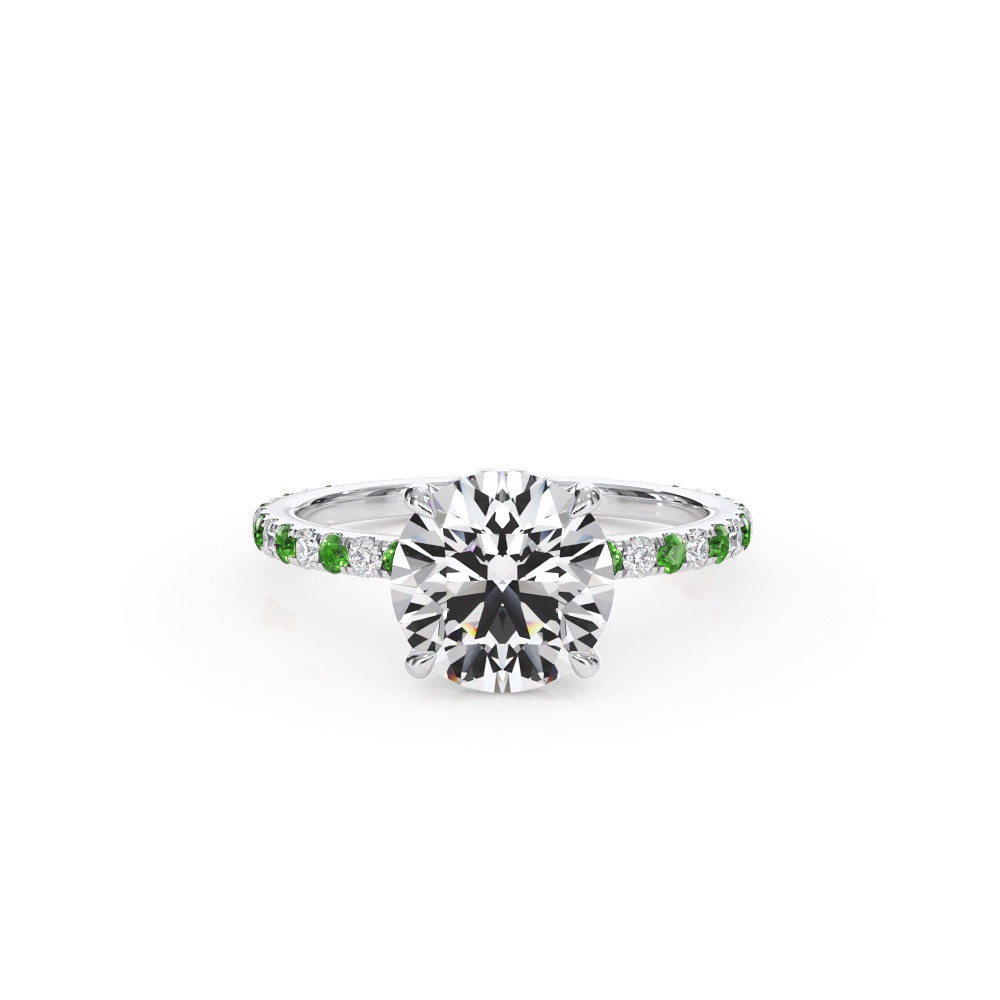 360 degree view of Bellora Lab Tsavorite & Diamond Hidden Halo Engagement Ring (1.6mm)