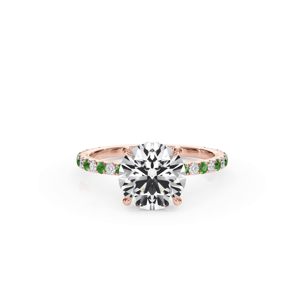 360 degree view of Bellora Lab Tsavorite & Diamond Hidden Halo Engagement Ring (1.6mm)