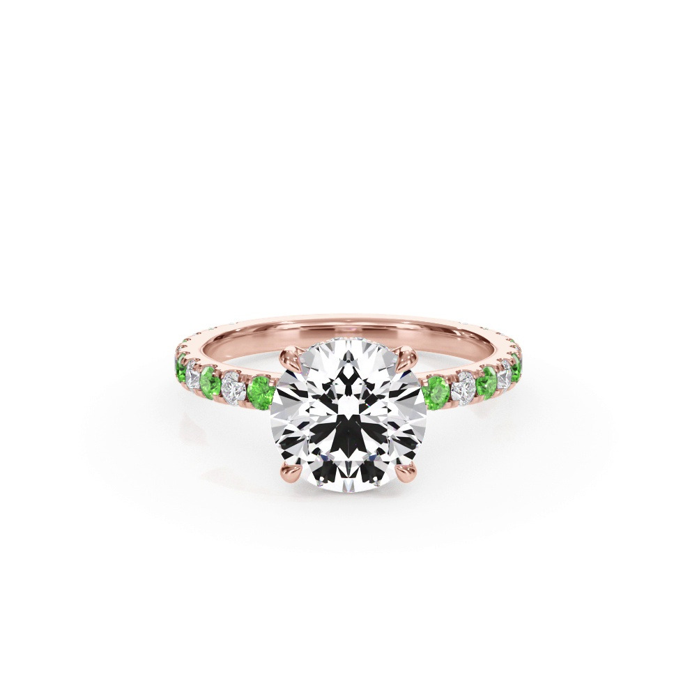360 degree view of Bellora Lab Tsavorite & Diamond Hidden Halo Engagement Ring (2mm)