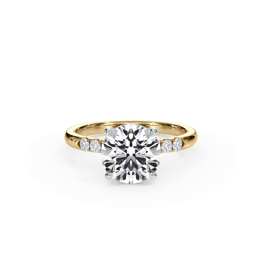 360 degree view of Bellora Two-Tone Trio Pavé Hidden Halo Engagement Ring (2mm)