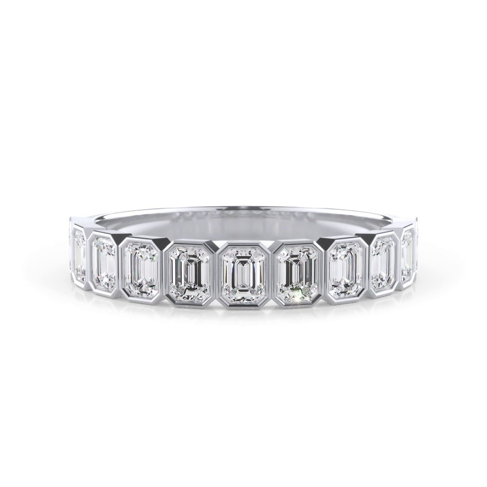 360 degree view of Emerald-Cut Lab Bezel Diamond Half Eternity Ring (1ct. tw.)