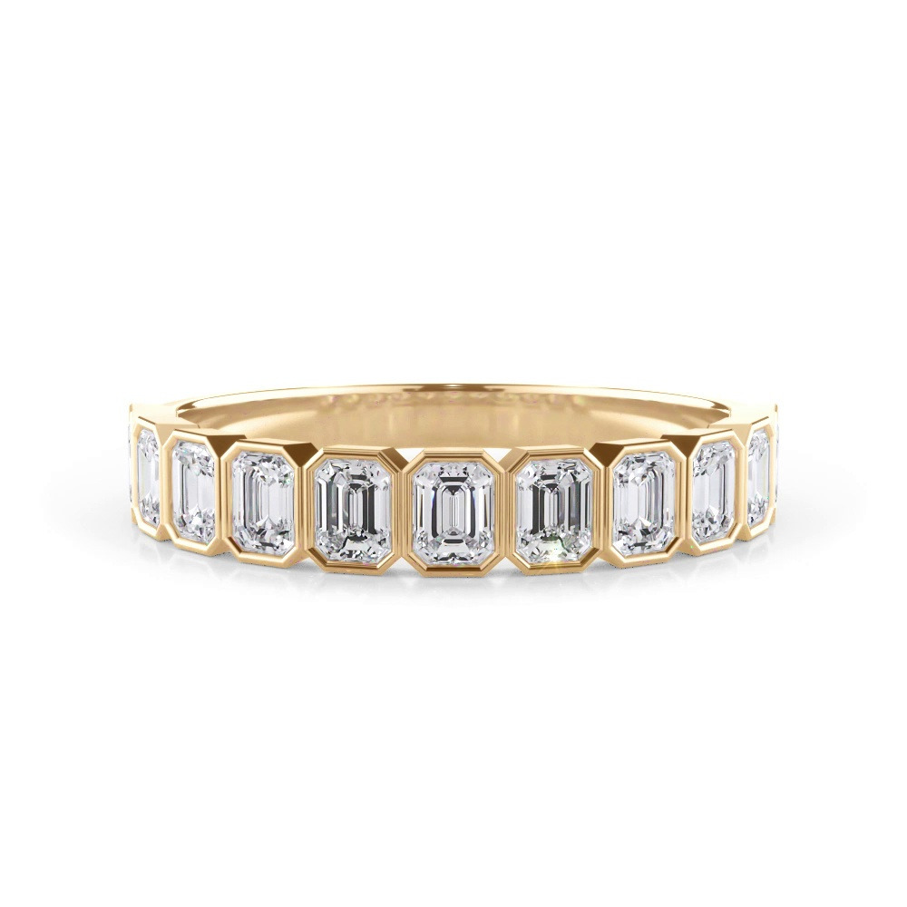 360 degree view of Emerald-Cut Lab Bezel Diamond Half Eternity Ring (1ct. tw.)