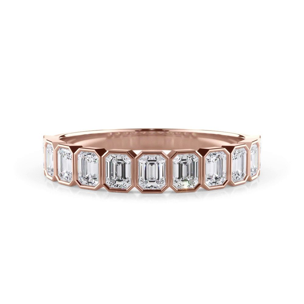 360 degree view of Emerald-Cut Bezel Diamond Half Eternity Ring (1ct. tw.)