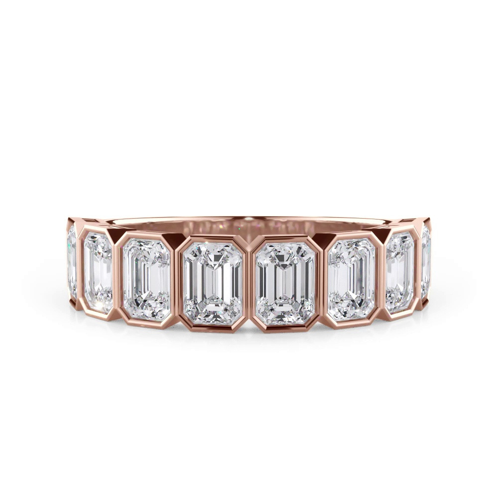 360 degree view of Emerald-Cut Bezel Diamond Half Eternity Ring (2ct. tw.)