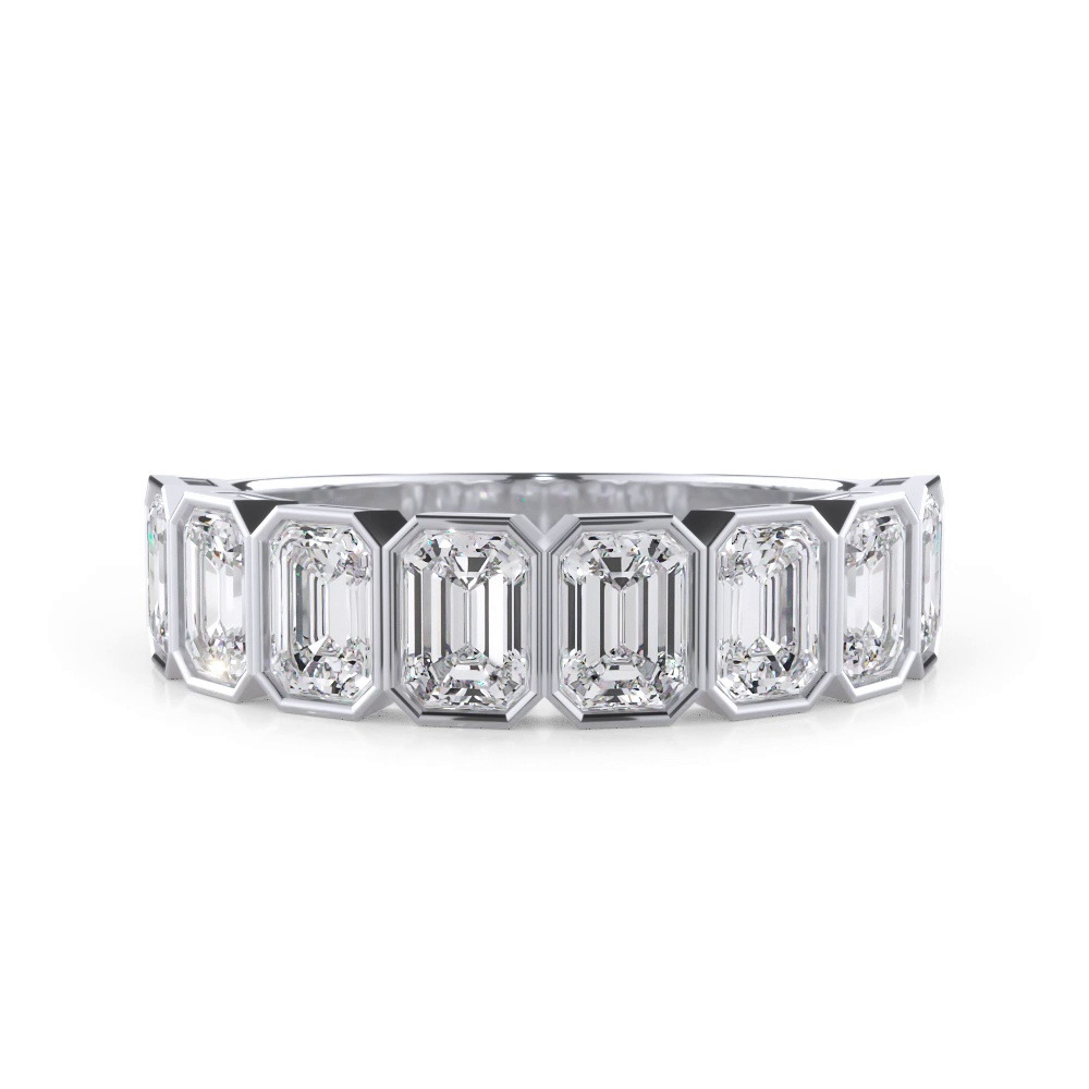 360 degree view of Emerald-Cut Bezel Diamond Half Eternity Ring (2ct. tw.)