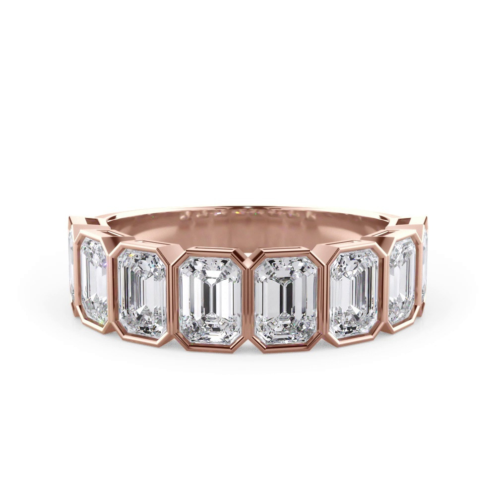 360 degree view of Emerald-Cut Lab Bezel Diamond Half Eternity Ring (2.4ct. tw.)