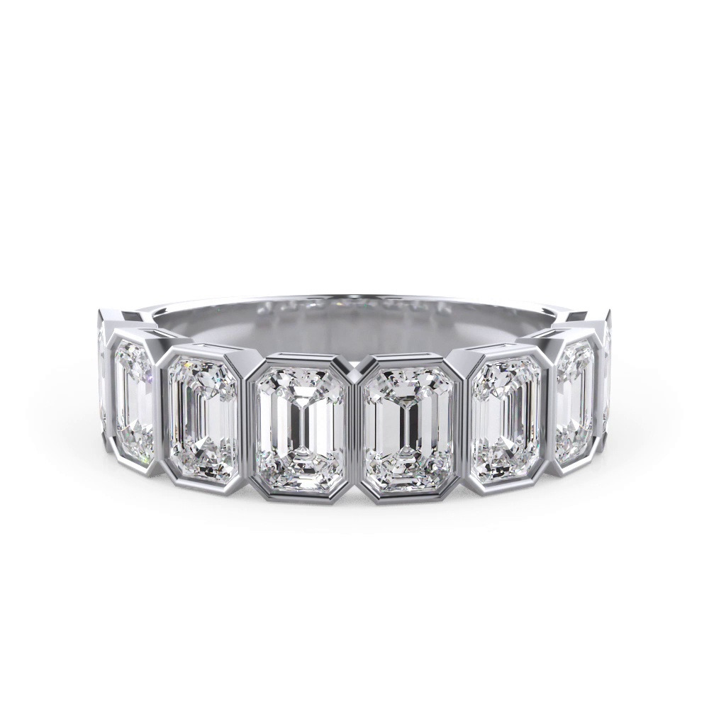 360 degree view of Emerald-Cut Bezel Diamond Half Eternity Ring (2.4ct. tw.)