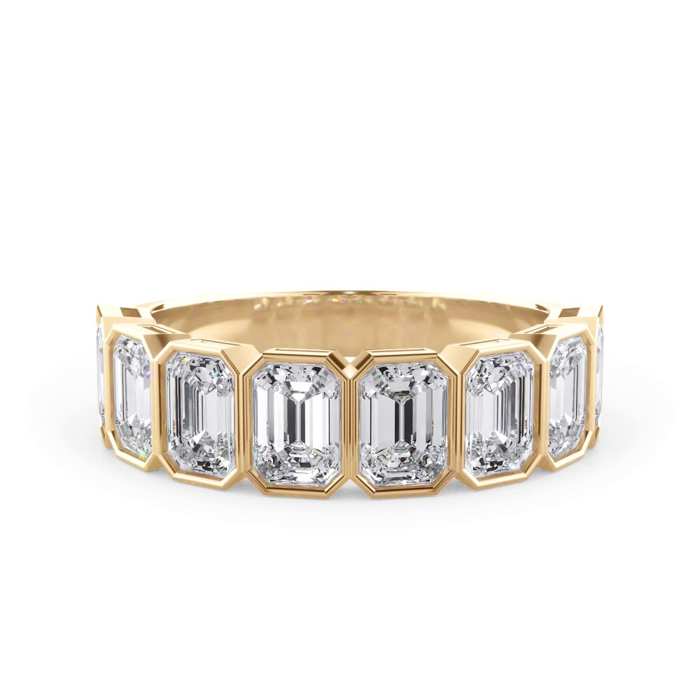 360 degree view of Emerald-Cut Bezel Diamond Half Eternity Ring (2.4ct. tw.)