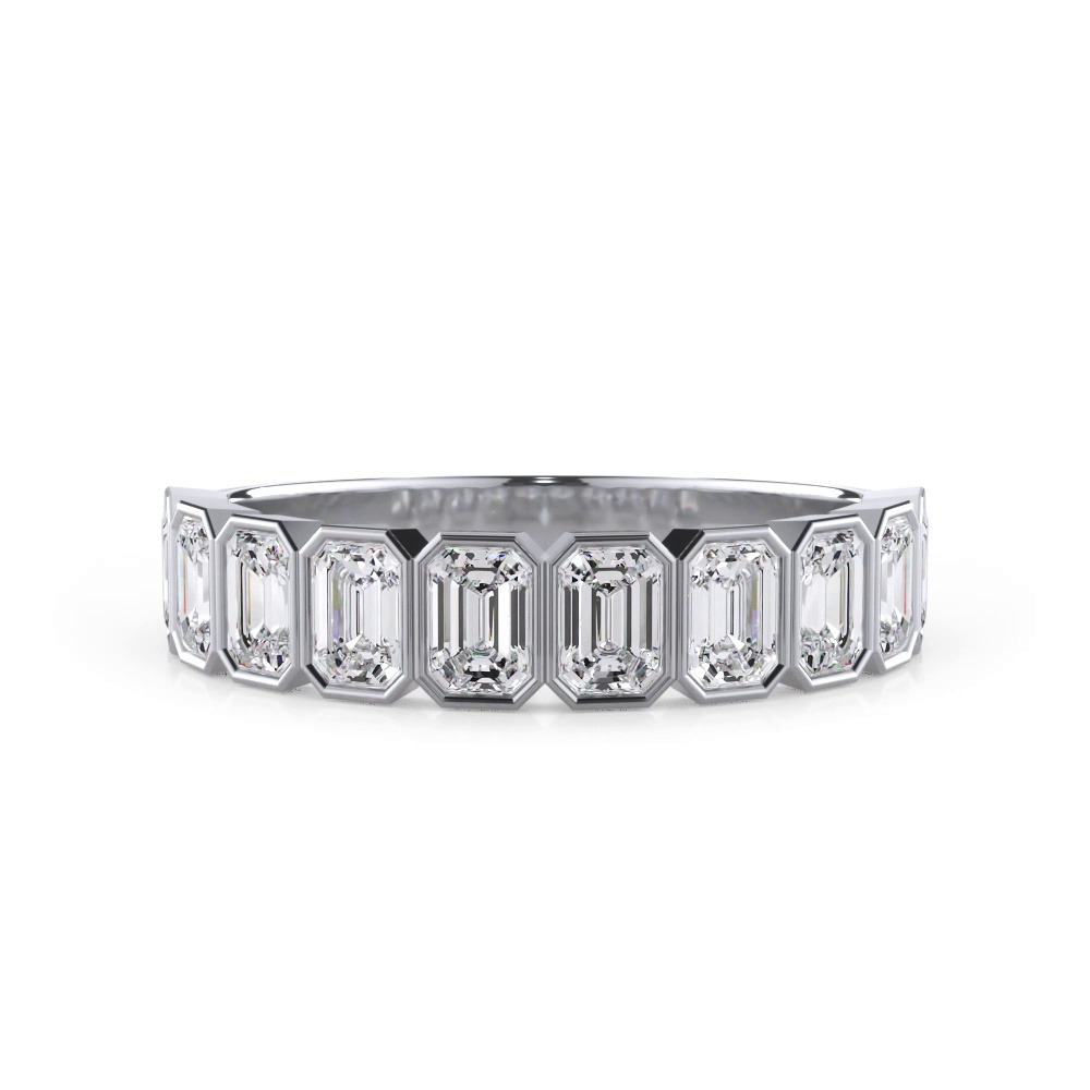 360 degree view of Emerald-Cut Lab Bezel Diamond Half Eternity Ring (1.50ct. tw.)