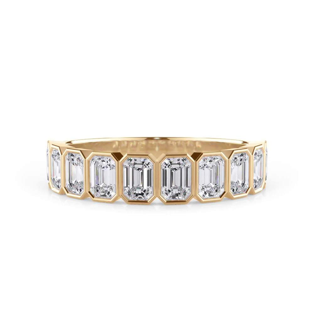 360 degree view of Emerald-Cut Bezel Diamond Half Eternity Ring (1.50ct. tw.)