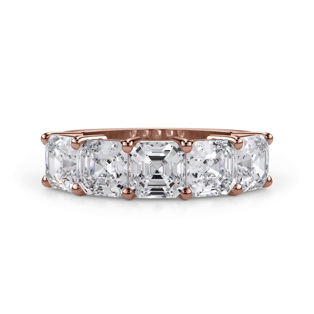 360 degree view of Asscher Cut Lab Diamond 5 Stone Ring (3.50 ct. tw.)