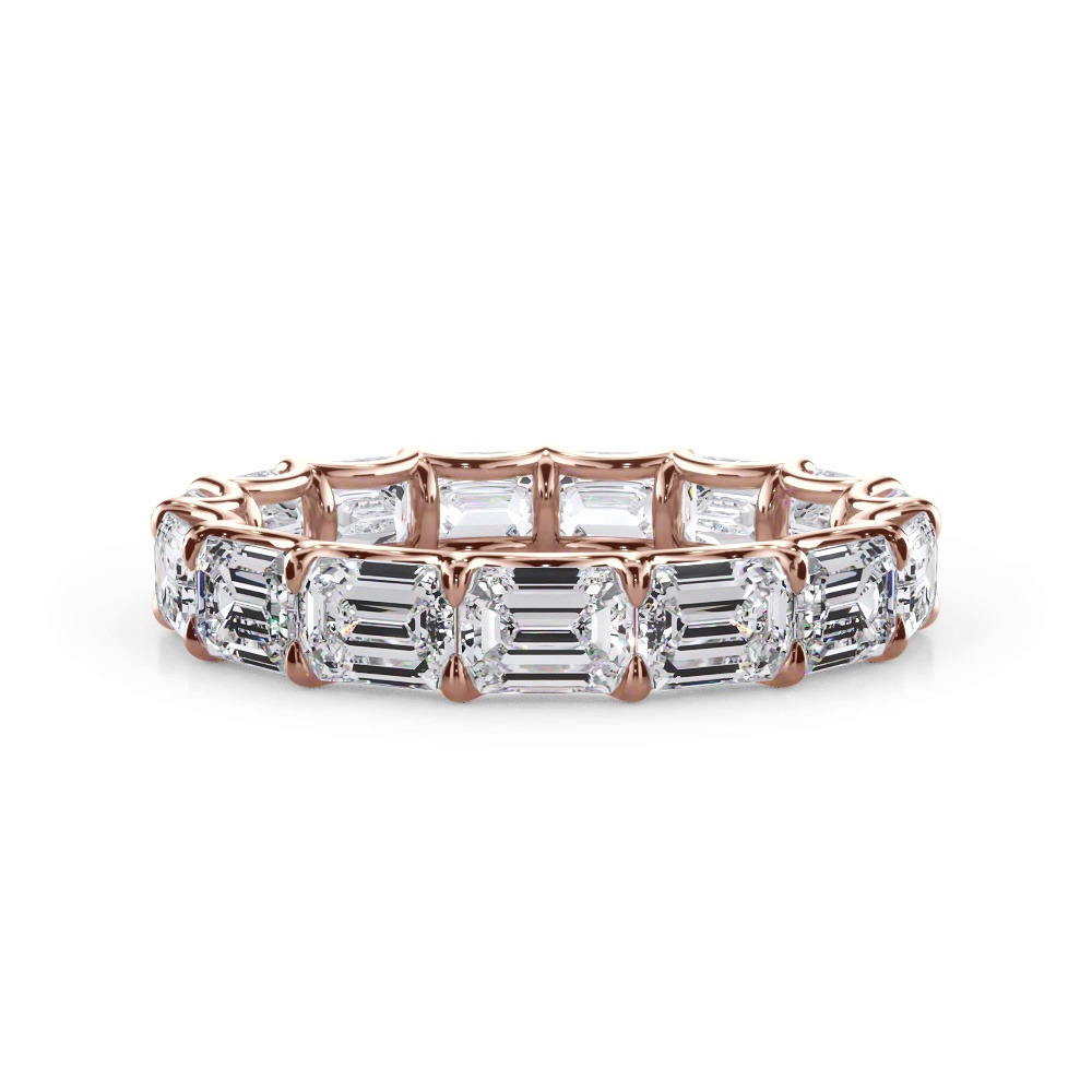 360 degree view of East-West Emerald-Cut Lab Diamond U-Prong Eternity Ring (3.50ct. tw.)