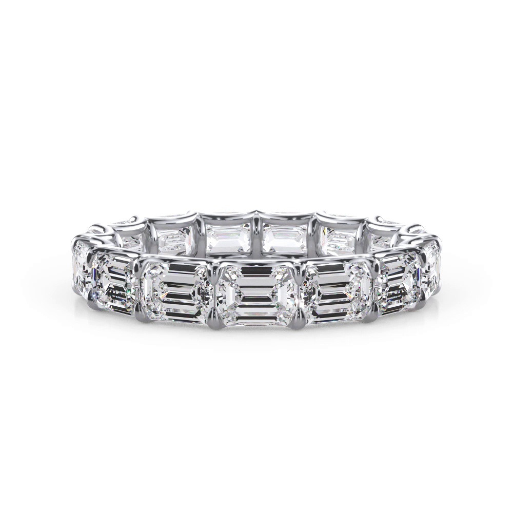 360 degree view of East-West Emerald-Cut Lab Diamond U-Prong Eternity Ring (3.50ct. tw.)