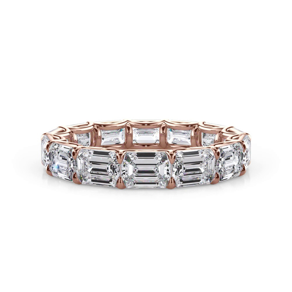 360 degree view of East-West Emerald-Cut Lab Diamond U-Prong Eternity Ring (4.00ct. tw.)