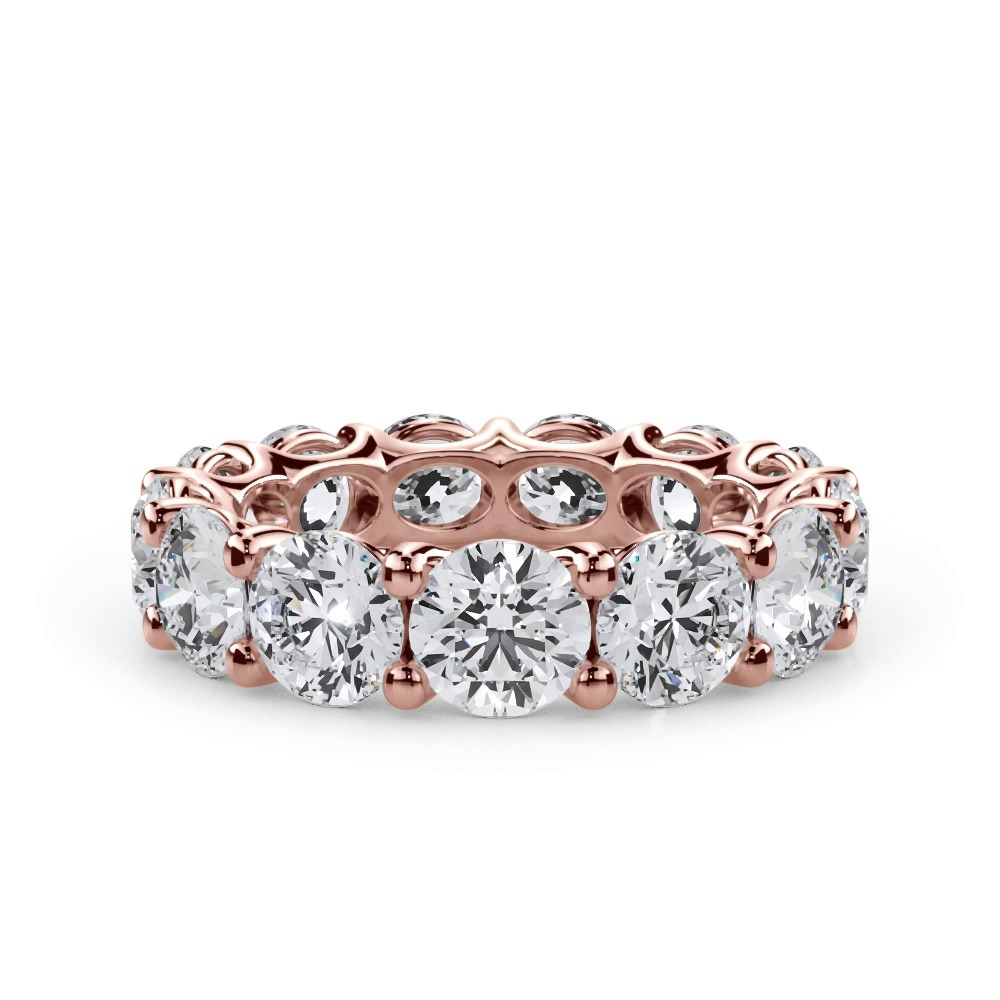360 degree view of Curved Gallery Round Lab Diamond Eternity Ring (6.50ct. tw.)
