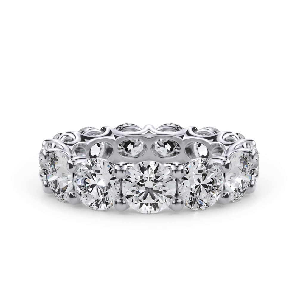 360 degree view of Curved Gallery Round Lab Diamond Eternity Ring (6.50ct. tw.)