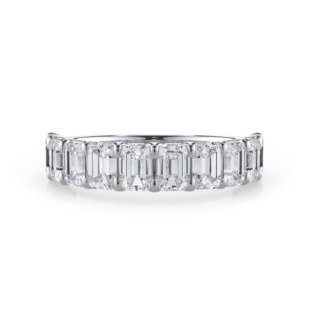 360 degree view of Emerald-Cut Lab Diamond Scalloped Band (2.40 ct. tw.)