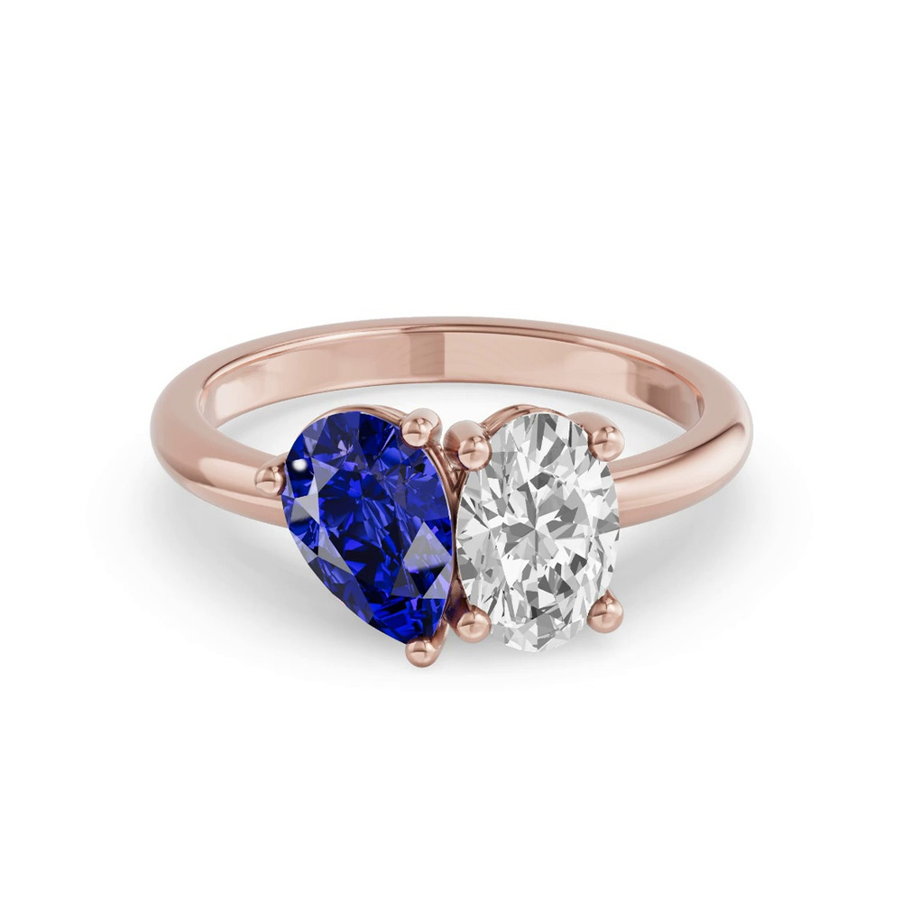 360 degree view of Toi Et Moi Oval Lab Diamond & Pear Sapphire Ring (2.00 ct. tw.)