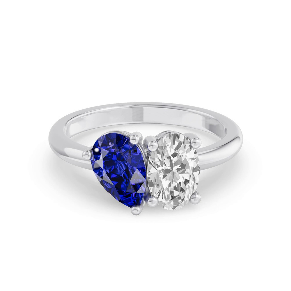 360 degree view of Toi Et Moi Oval Lab Diamond & Pear Sapphire Ring (2.00 ct. tw.)