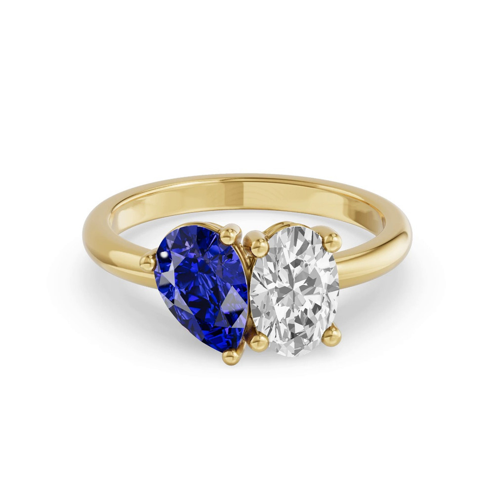 360 degree view of Toi Et Moi Oval Lab Diamond & Pear Sapphire Ring (2.00 ct. tw.)