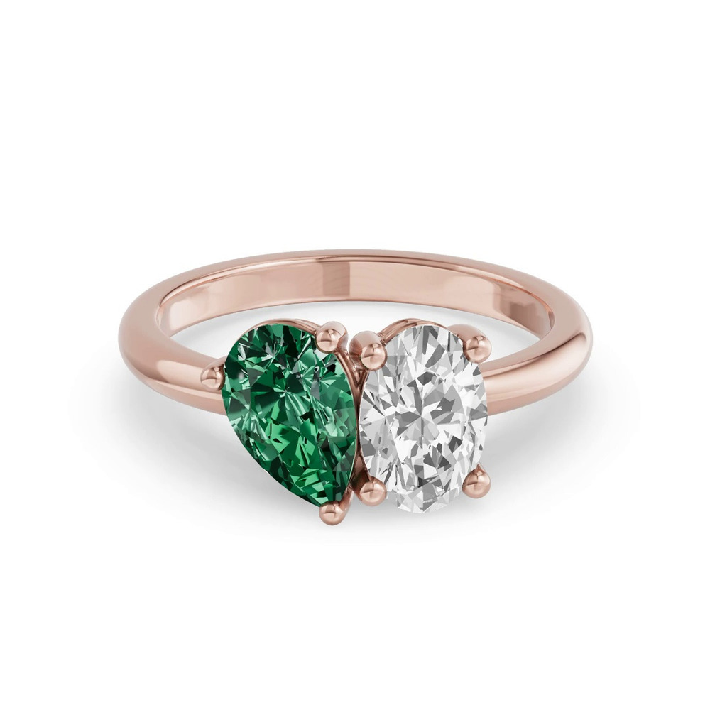 360 degree view of Toi Et Moi Oval Lab Diamond & Pear Emerald Ring (2.00 ct. tw.)
