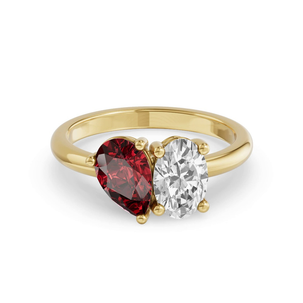 360 degree view of Toi Et Moi Oval Lab Diamond & Pear Ruby Ring (2.00 ct. tw.)