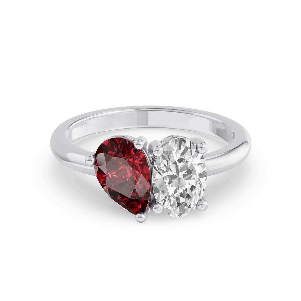 360 degree view of Toi Et Moi Oval Lab Diamond & Pear Ruby Ring (2.00 ct. tw.)