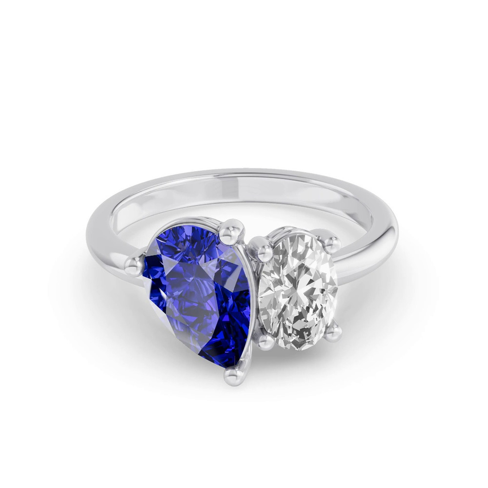 360 degree view of Toi Et Moi Oval Lab Diamond & Pear Sapphire Ring (3.00 ct. tw.)
