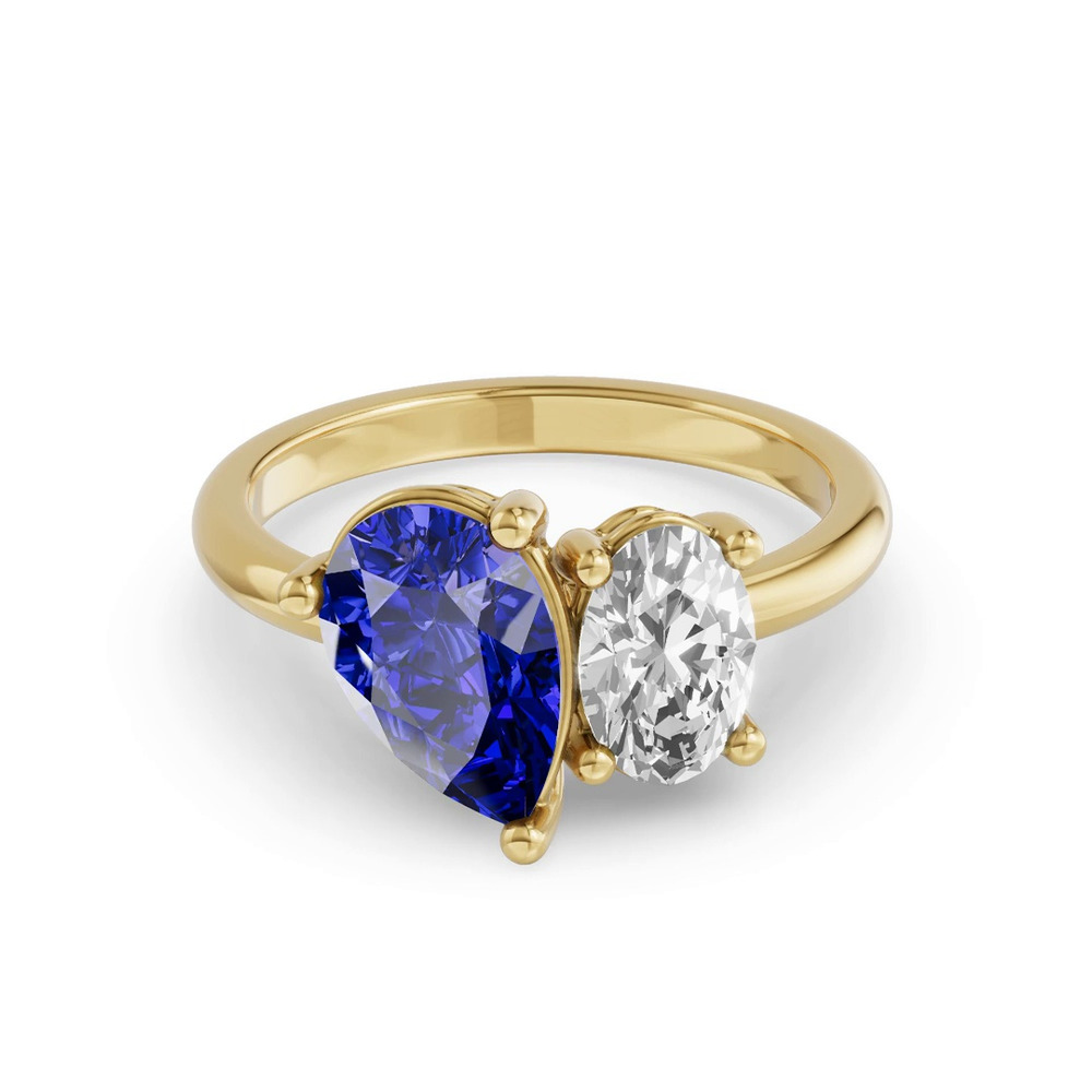 360 degree view of Toi Et Moi Oval Lab Diamond & Pear Sapphire Ring (3.00 ct. tw.)