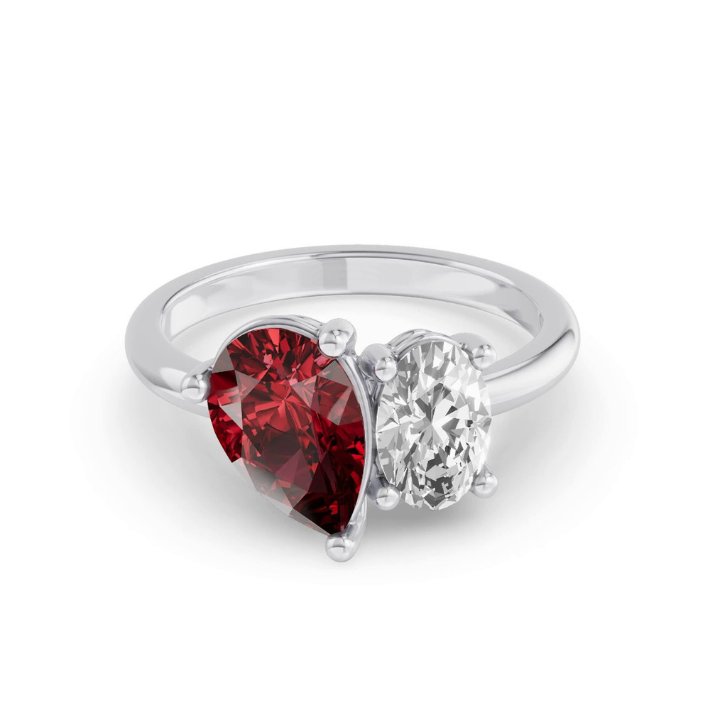 360 degree view of Toi Et Moi Oval Lab Diamond & Pear Ruby Ring (3.00 ct. tw.)