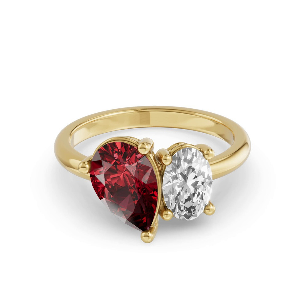 360 degree view of Toi Et Moi Oval Lab Diamond & Pear Ruby Ring (3.00 ct. tw.)