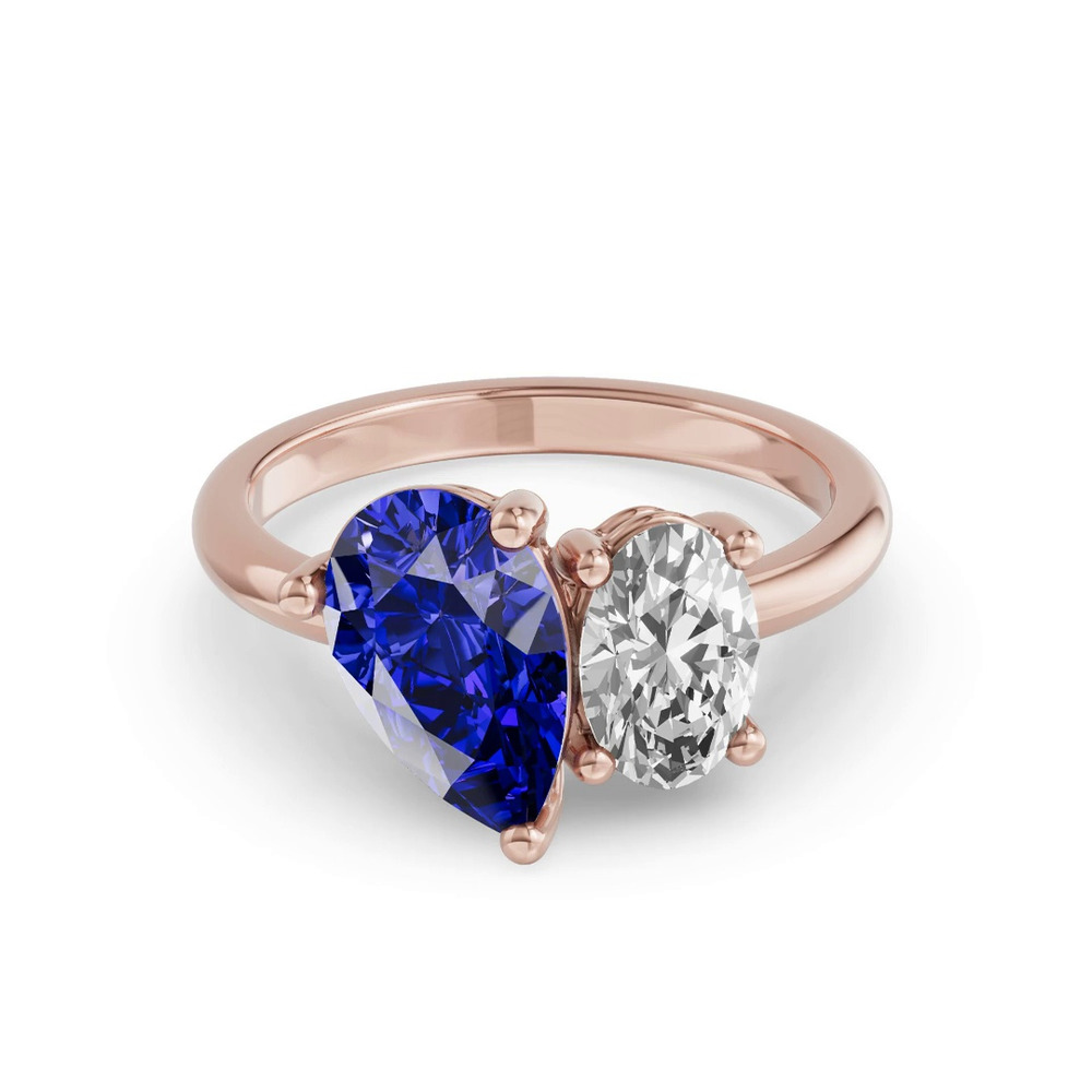 360 degree view of Toi Et Moi Oval Lab Diamond & Pear Sapphire Ring (4.00 ct. tw.)