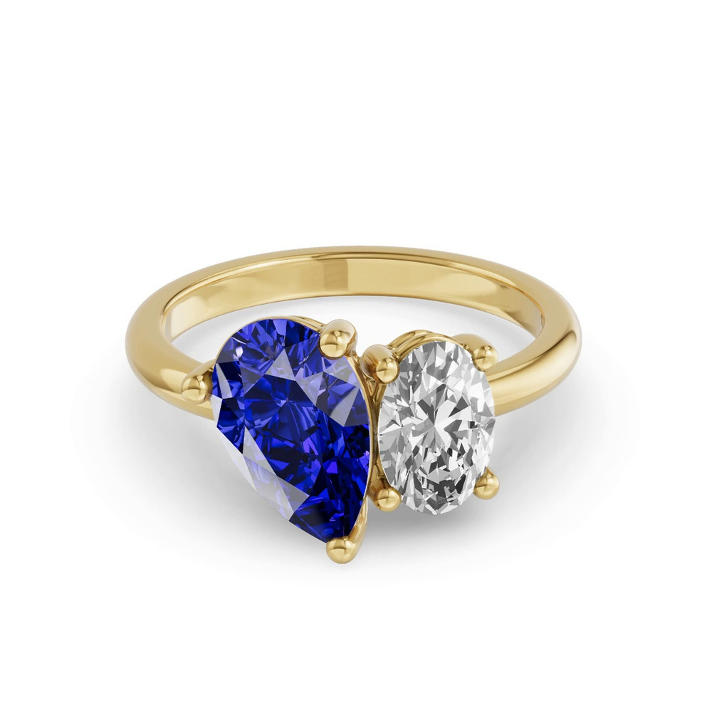 360 degree view of Toi Et Moi Oval Lab Diamond & Pear Sapphire Ring (4.00 ct. tw.)