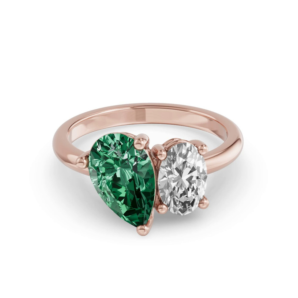360 degree view of Toi Et Moi Oval Lab Diamond & Pear Emerald Ring (4.00 ct. tw.)