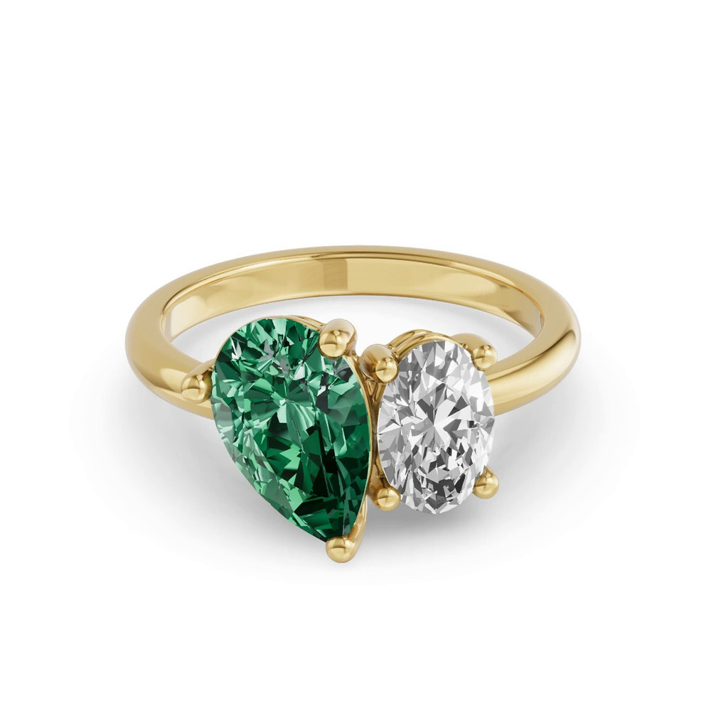 360 degree view of Toi Et Moi Oval Lab Diamond & Pear Emerald Ring (4.00 ct. tw.)